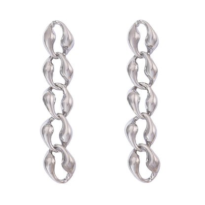 Sleek Minimalist Alloy Chain Twisted Earrings – Unique Geometric Hollow Design for a Timeless, Elegant Look