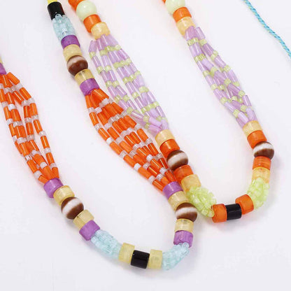 Bohemian-Inspired Colorful Beaded Rope Layered Geometric Multi-Layer Necklace for Women – Unique, Trendy, and Perfect for Any Occasion
