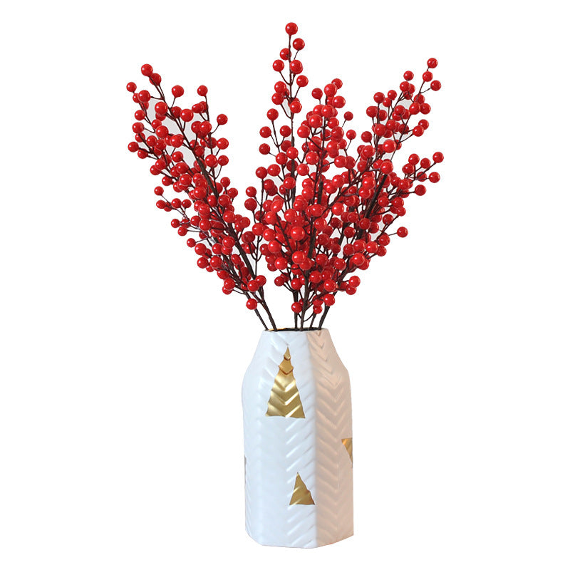 Realistic Winterberry Red Fruit Arrangement - Perfect for New Year’s, Christmas Decorations, Floral Displays, and Celebrations