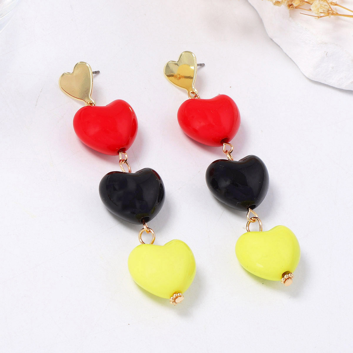 Chic Minimalist Colorful 3D Heart Tassel Long Earrings - Perfect Valentine's Day Jewelry for Her