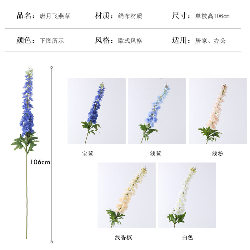 Realistic Single Stem Delphinium and Hyacinth Artificial Flowers for Wedding Decor, Hotel Arches, and Event Aisles – High-Quality Violet Silk Floral Arrangements