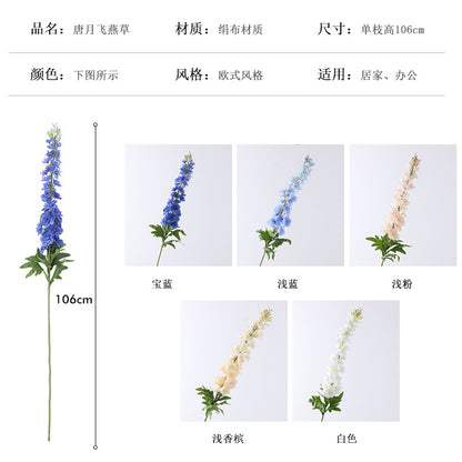 Realistic Single Stem Delphinium and Hyacinth Artificial Flowers for Wedding Decor, Hotel Arches, and Event Aisles – High-Quality Violet Silk Floral Arrangements