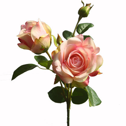 Three-Headed Touch-Realistic Artificial Rose Flowers for First-Class Home and Hotel Decor - Perfect for Airbnb, Event Styling, and Photography Props