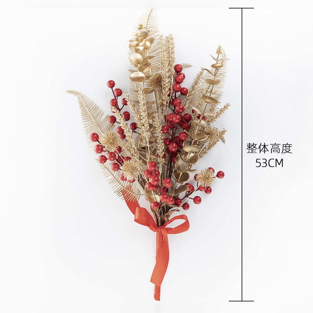 Vibrant Red Faux Flowers for Lunar New Year - Stunning INS-Style Home Decor & Wedding Accents - CF01084