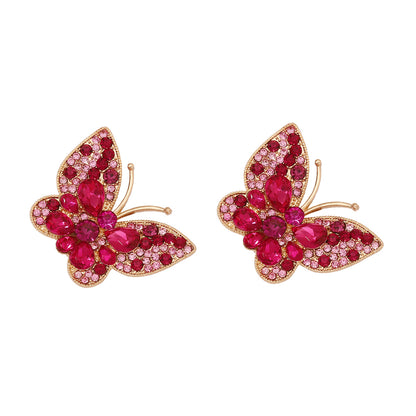 Stylish Animal-Inspired Butterfly Earrings with Colorful Crystals -  Quality Alloy for Unique Fashion Lovers