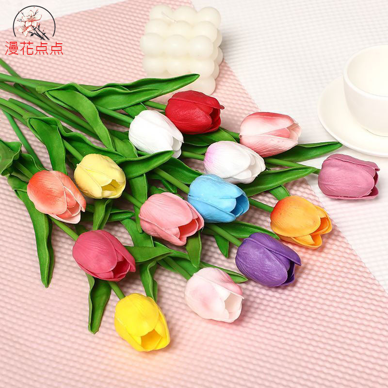 Realistic PU Tulip Artificial Flower Bouquet - Perfect Photo Prop and Elegant Home Décor for Living Room Floral Arrangements