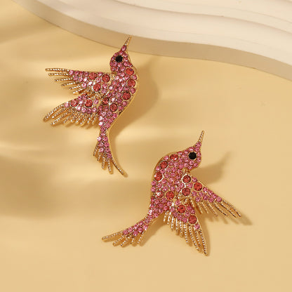 Hot-Selling Creative Design Exaggerated Cute Bird Hakin Color-Diamond Earrings – Eye-Catching Jewelry for Every Occasion!