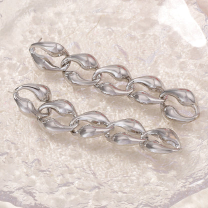 Sleek Minimalist Alloy Chain Twisted Earrings – Unique Geometric Hollow Design for a Timeless, Elegant Look