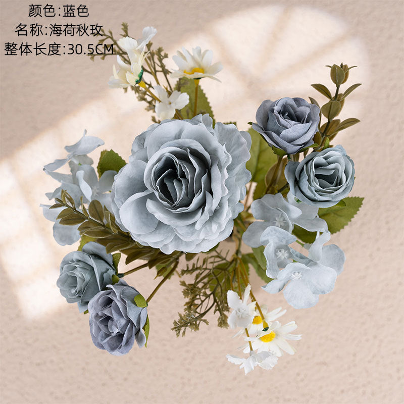 Realistic Green Plant Sea Lotus Autumn Rose Artificial Flowers – Perfect for Wedding Decorations, Home Décor, and All Occasions - Model MW55507