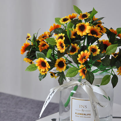 Charming Miniature Artificial Sunflower Décor - Fresh Aesthetic for Living Room | Cute Fake Flower Arrangement for Brightening Spaces