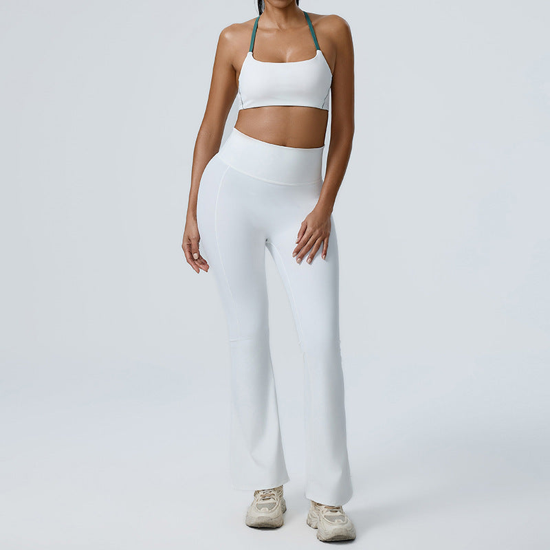 Elevate Your Workout with our Yoga Bra and High Waisted Wide Leg Pants Set Flattering Bell Bottoms for Comfort and Support