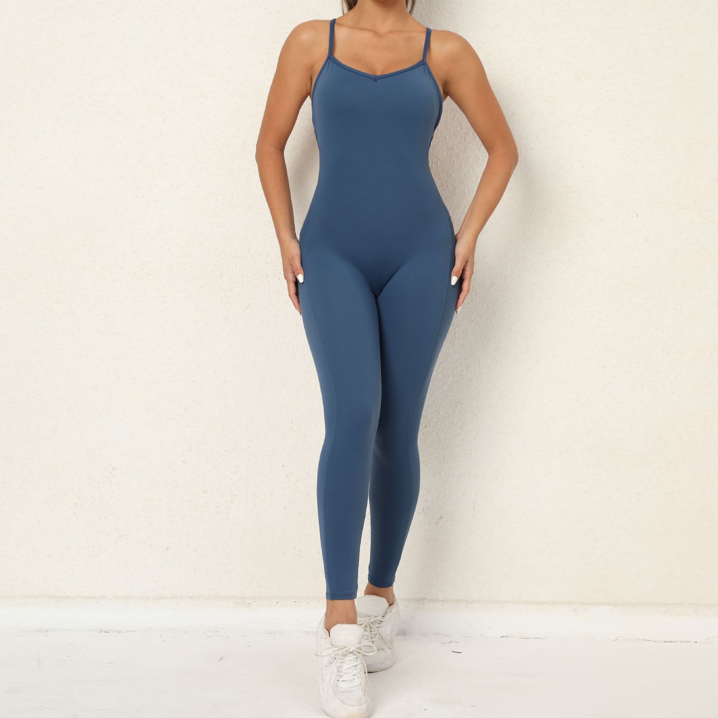 Women s V Neck No Show Seam Fitted Backless Yoga Jumpsuit for Running Fitness and Yoga Workouts