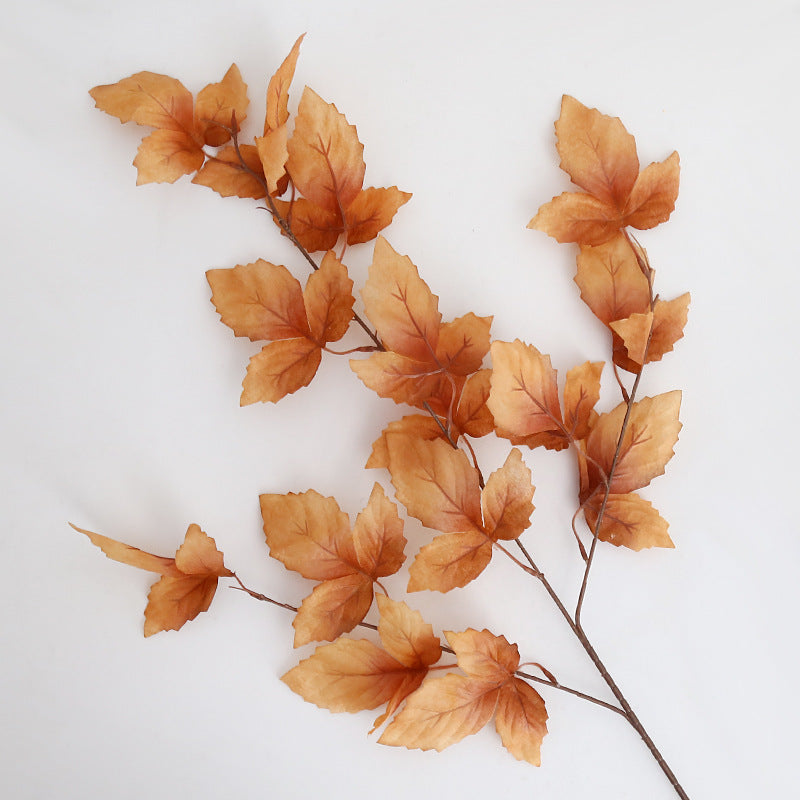 Realistic Faux Leaf Single Stem 3-Prong Wedding Decoration - Perfect for Ceiling & Aisle Decor, Lifelike Silk Plants for Elegant Events