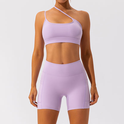 High Waisted Quick Dry Yoga Shorts and Sports Bra Set for Women Breathable Butt Lifting Design for Comfort During Workouts