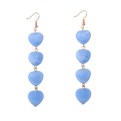 Elevate Your Style with Chic Blue Heart-Designed Long Earrings - Exquisite Unique Touch for Elegant Women