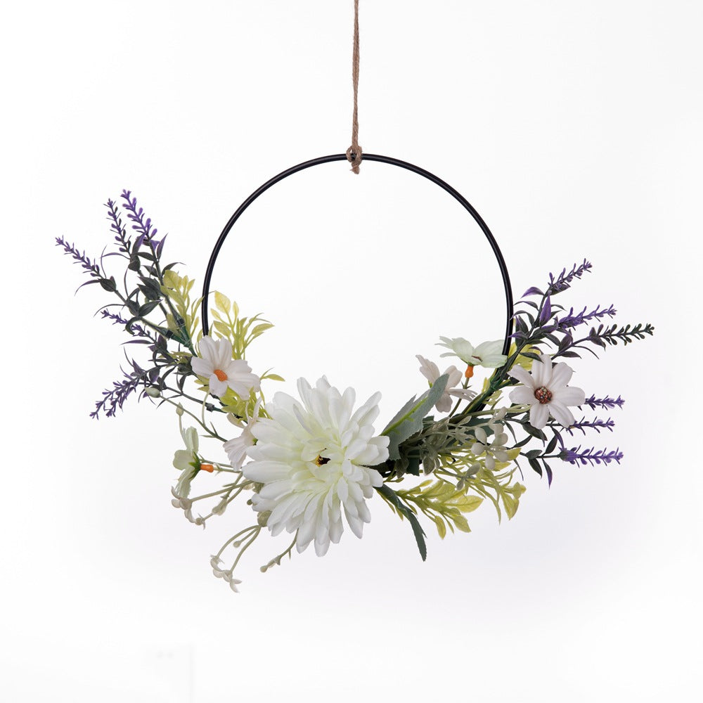 Stunning Rose and Lavender Half-Circle Wall Hanging Faux Flower Bouquet – Perfect for Weddings and Home Décor – CF01106