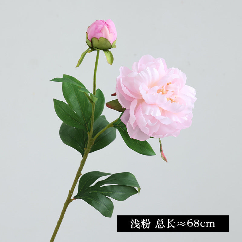 Realistic Single Stem Double Headed Peony Flower - Luxurious Home Decor for Stunning Wedding Arrangements and Celebrations with Artificial Garden Peonies