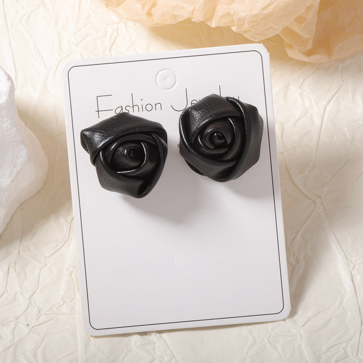 Chic French-Inspired Valentine's Day Leather Rosebud Earrings – Perfect for Winter, Available in Two Stunning Colors, Effortlessly Stylish and Versatile for Every Woman