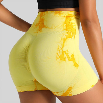 Seamless Tie Dye High Waisted Fitness Shorts for Women Enhancing Tummy Control Peach Yoga Workout Shorts