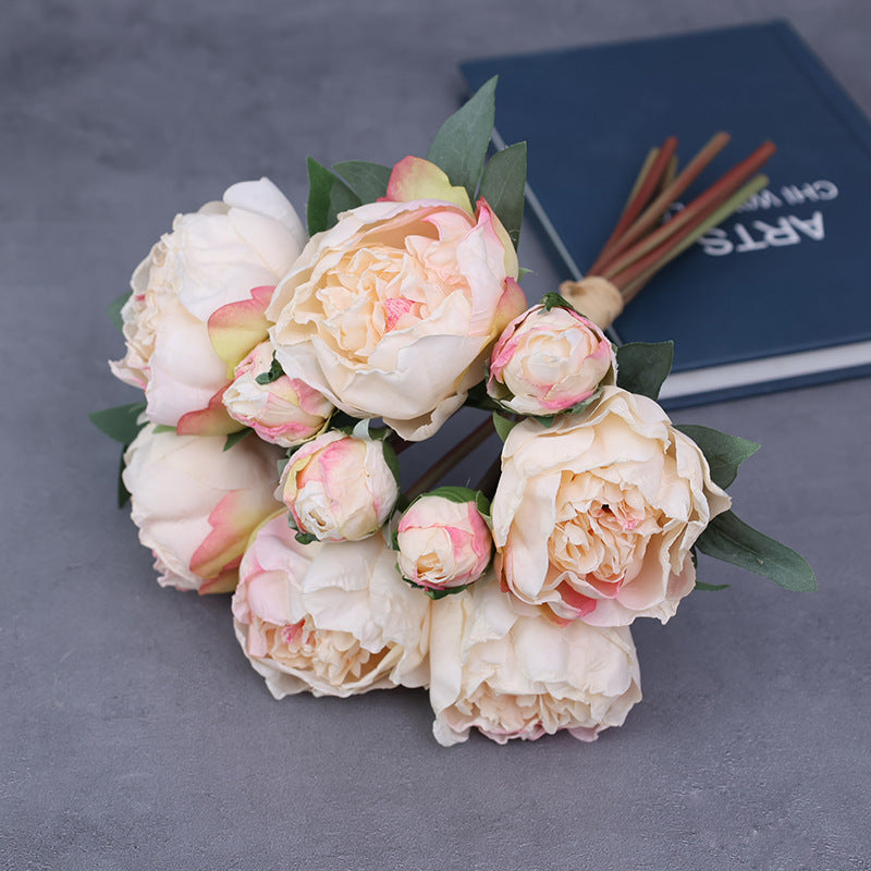 Stunning 10-Head Artificial Peony Bouquet - Elegant European Style Faux Peonies with Realistic Detailing for Decoration, Weddings, and Home Décor