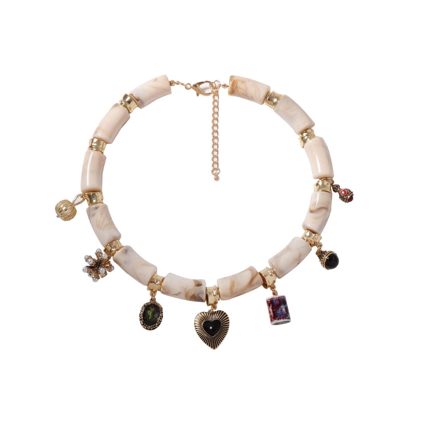 Unique Creative Design: Versatile Alloy Pendant Resin Bamboo Section Necklace – Statement Piece for Fashion-Forward Individuals