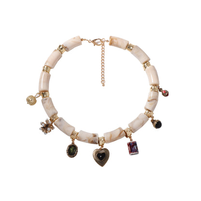 Unique Creative Design: Versatile Alloy Pendant Resin Bamboo Section Necklace – Statement Piece for Fashion-Forward Individuals