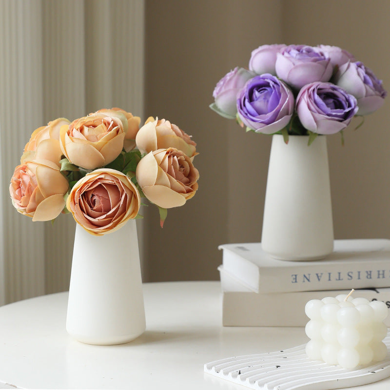 Realistic 7-Head Bouquet of Artificial Roses - Perfect for Home, Office, Weddings & Special Occasions - Stunning Faux Floral Decoration for Your Space