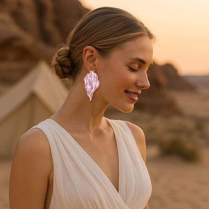 Trendy and Chic Irregular Pleated Alloy Drop Oil Leaf Earrings – Versatile Accessory for Everyday Elegance
