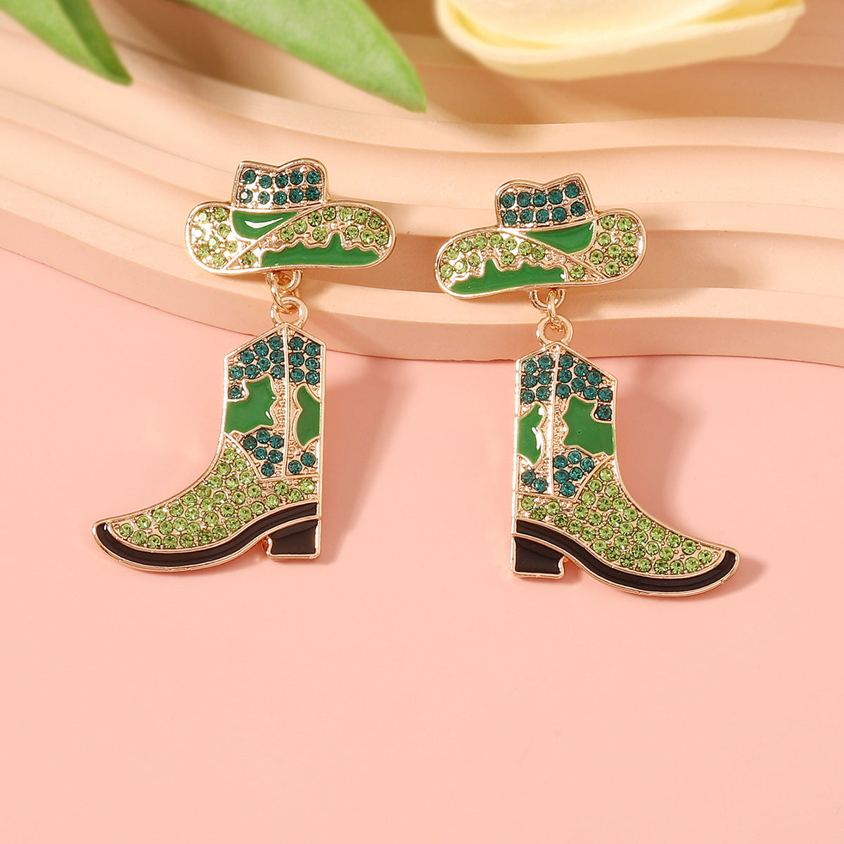 Stylish Western Cowboy-Inspired Oil Drip Jewel-Studded Alloy Boots Earrings - Unique & Eye-Catching Accessories for Any Occasion