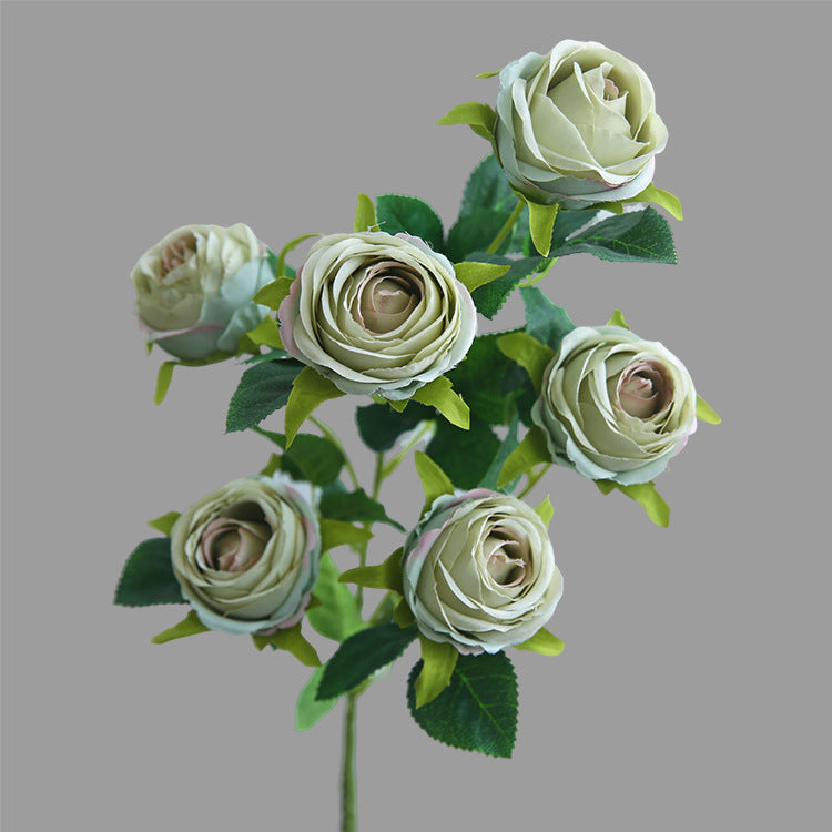 Elegant Faux Silk Rose Bouquet - 6-Head Decorative Flower Arrangement for Home Décor, Living Room Accent, and Photography Props