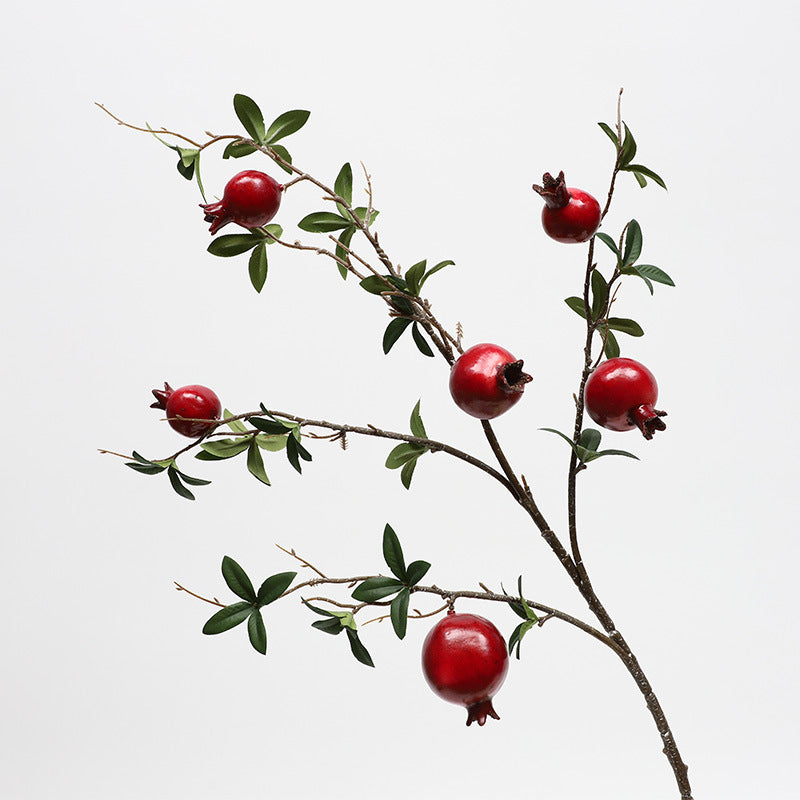 Realistic Pomegranate Fake Flowers with Berries - Perfect Home and Hotel Soft Decoration for New Year Celebrations