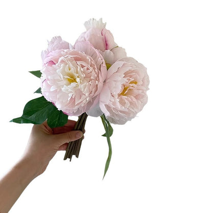 High-Quality Faux Peony Bouquet - Stunning Handheld Floral Arrangement for Living Room, Bedroom, and Dining Table Decor - Perfect for Photoshoots and Special Occasions