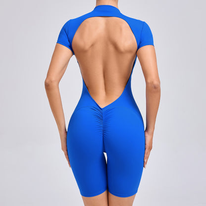 Women's Quick Dry Yoga Bodysuit Form Fitting Zippered Activewear for Fitness and Exercise Model 80150