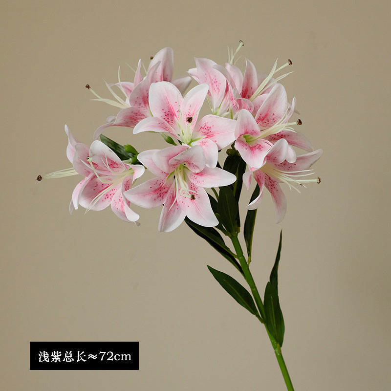 Realistic 10-Head Mini Lily 3D Touch Faux Flower Bouquet - Perfect for Home Decor, Living Room, and Wedding Decorations