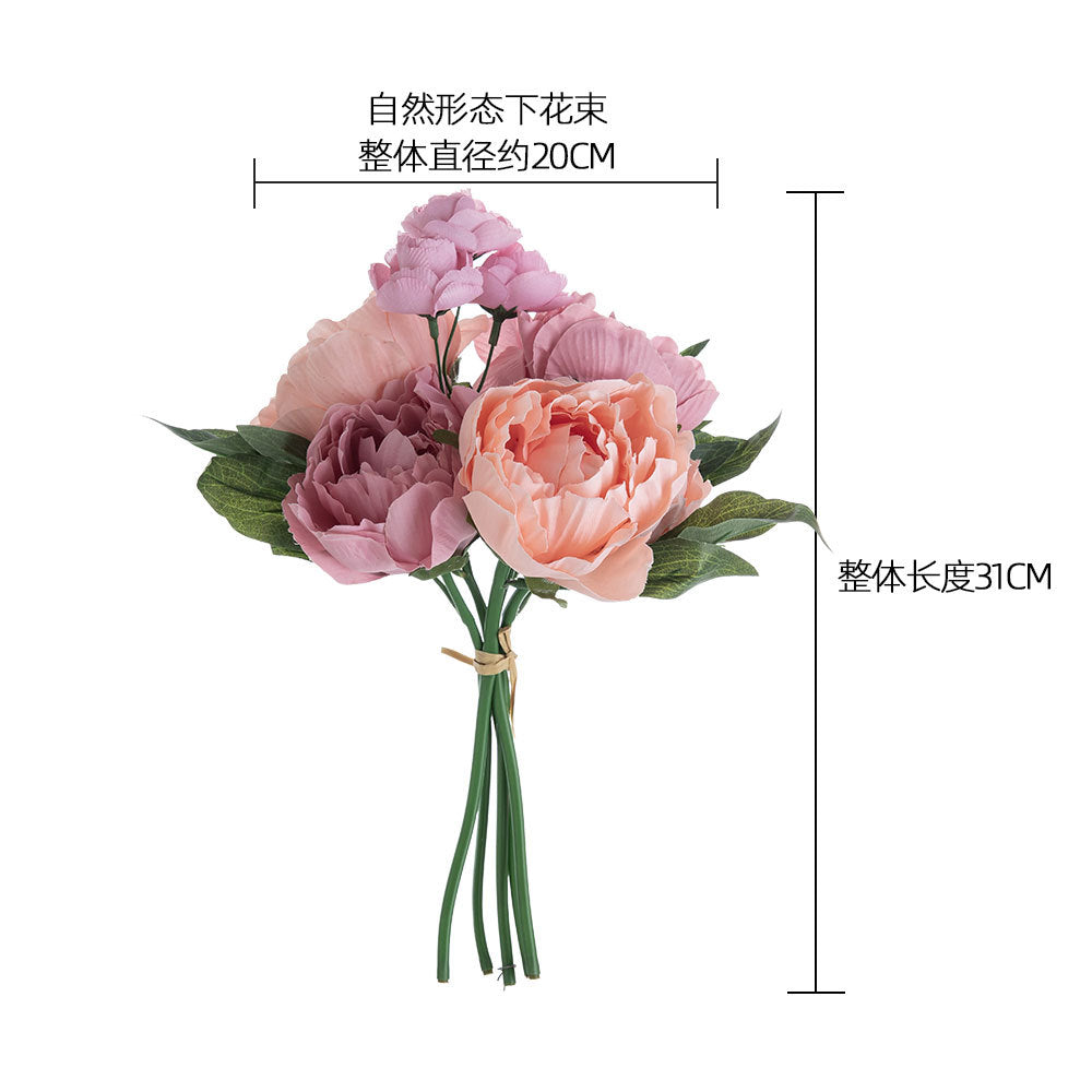 Charming Champagne Peony Bouquet - Elegant Faux Floral Handheld Arrangement for Home Decor and Wedding Celebrations - Ideal for Lasting Beauty (Model DY1-36C)