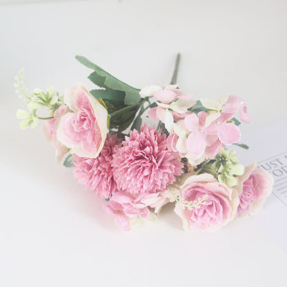 Realistic Korean-Style Daisy and Hydrangea Bouquet - Lifelike Decorative Artificial Flowers for Home Décor and Events