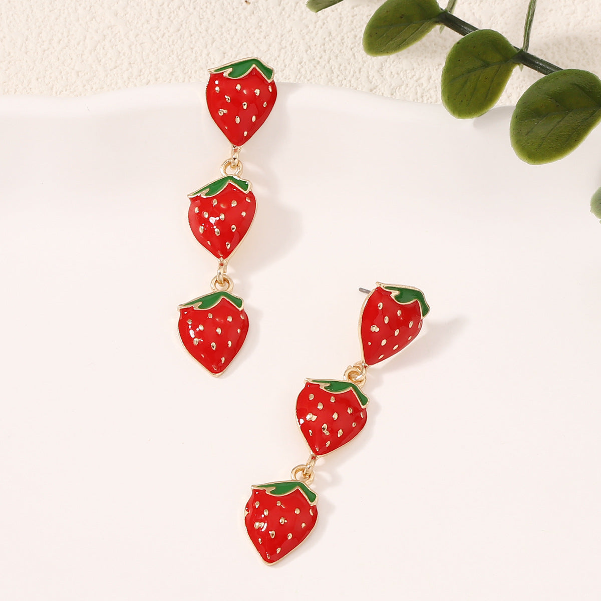 Chic Strawberry-Inspired Drip Oil Earrings - Unique, Luxurious, and Versatile Accessories for Women