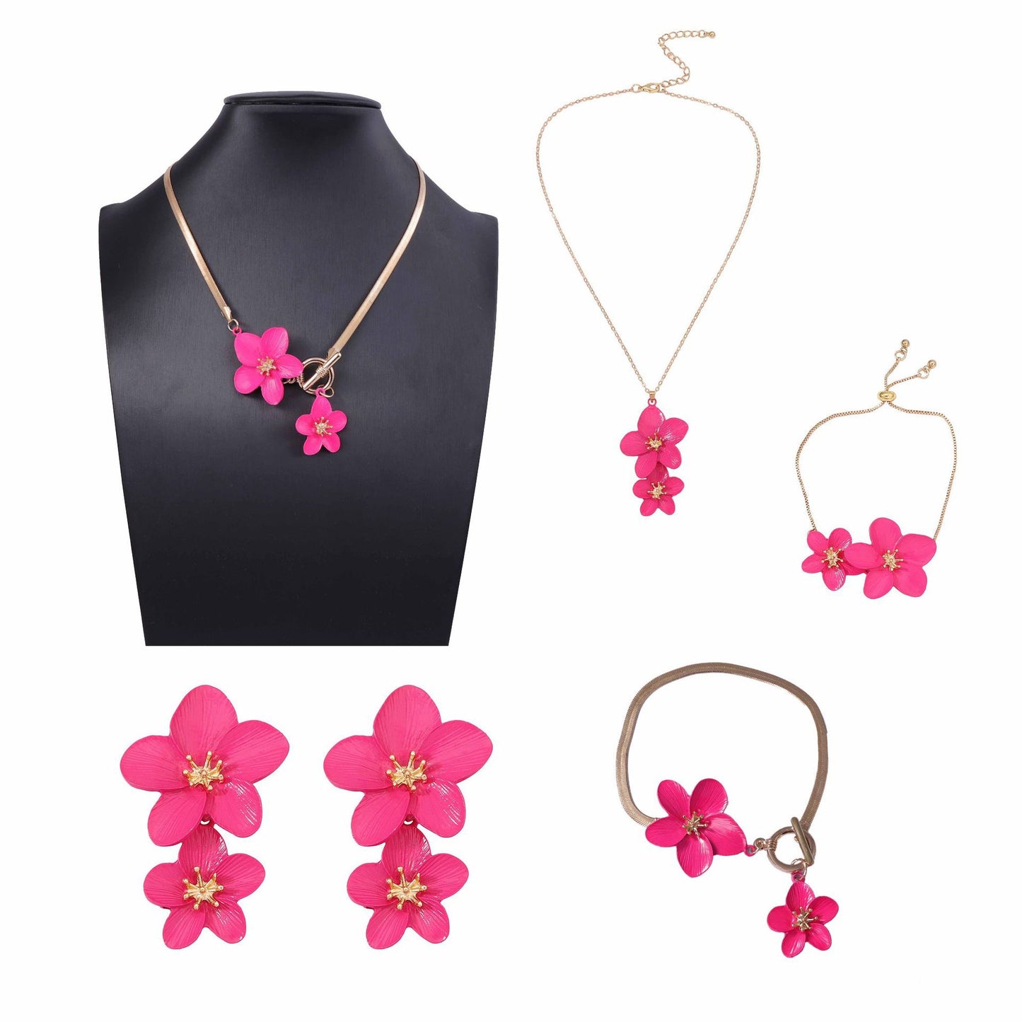 Chic Fresh Fuchsia Flower Bracelet - Unique, Sweet, and Luxurious Summer Accessory for Trendy Young Women