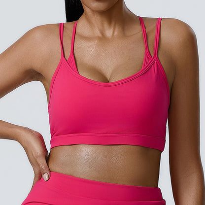 Comfortable and Supportive Women's Sports Bra with Adjustable Straps Ideal for Fitness Yoga and Active Workouts Back Design Shock Absorbent Features