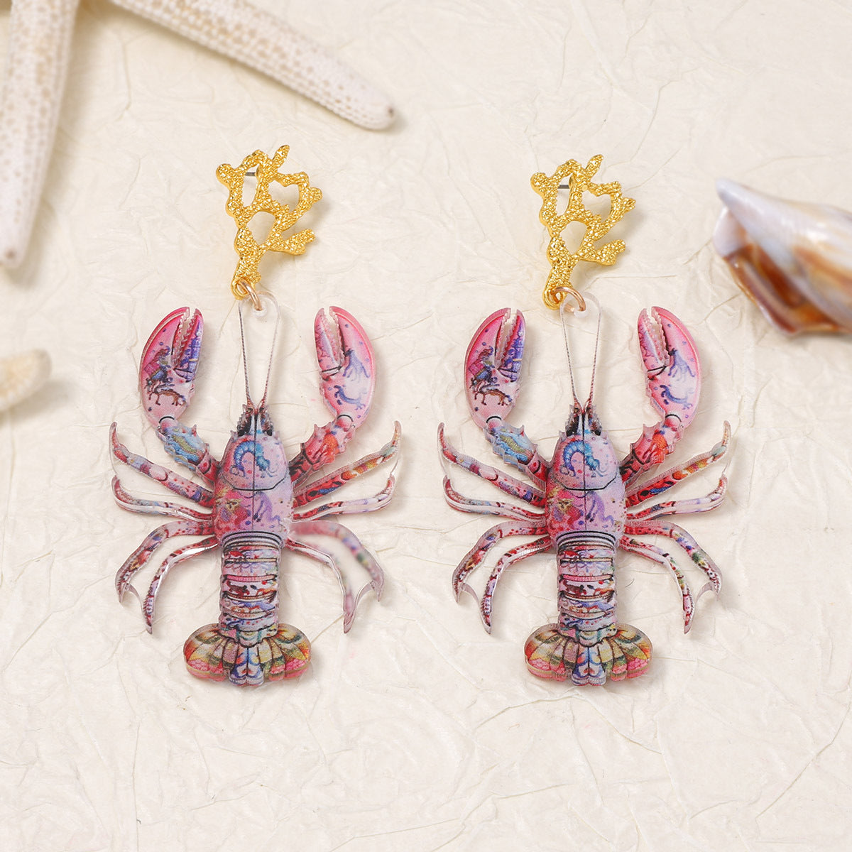 Stylish Vacation Vibe Acrylic Exaggerated Crawfish Drop Earrings – Trendy and Versatile Women's Jewelry