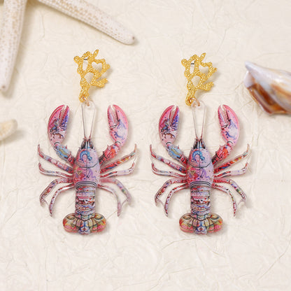 Stylish Vacation Vibe Acrylic Exaggerated Crawfish Drop Earrings – Trendy and Versatile Women's Jewelry