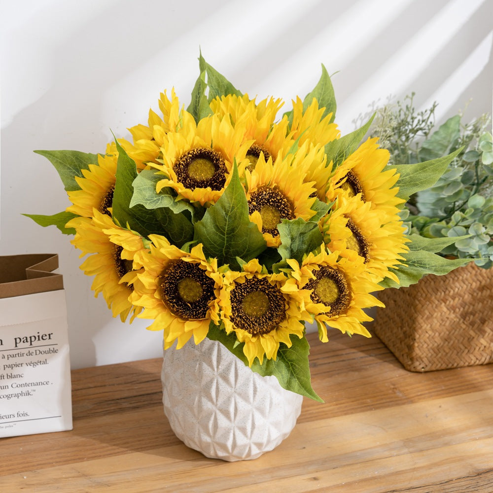 Starlit Sunflower and Rose Bouquet - Realistic Artificial Floral Home Décor for Stunning Wall Displays, INSMW22100