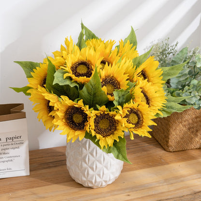 Starlit Sunflower and Rose Bouquet - Realistic Artificial Floral Home Décor for Stunning Wall Displays, INSMW22100