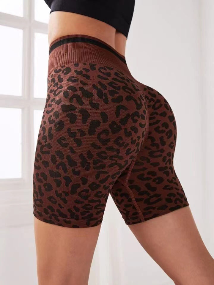 High Waisted Leopard Print Yoga Shorts for Women ly Tailored Butt Lifting and Tummy Control Leggings for Outdoor Sports and Fitness Activities