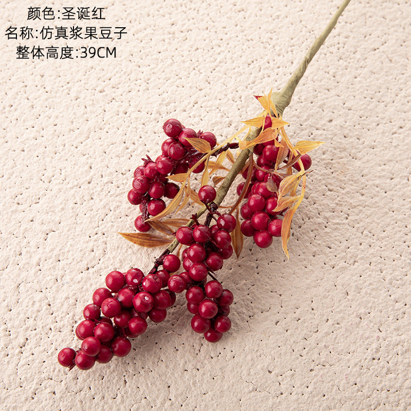 Artificial Bean Branches - Stunning Christmas Berry Decor for Weddings and Home - Silk Flower Arrangement GF15966