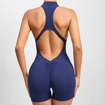 Seamless High Waisted Zip Up Yoga Pants for Comfort Butt Lifting Full Body Quick Dry Workout Jumpsuit with Wrinkle Design