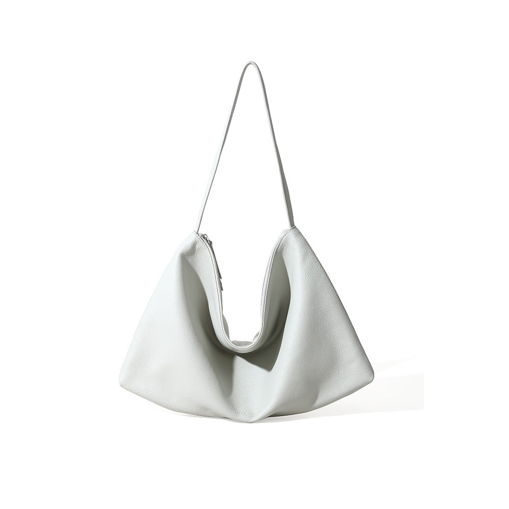 Genuine Leather Women's Underarm Bag Fashionable Large Capacity Tote for Urban Minimalist Elegance