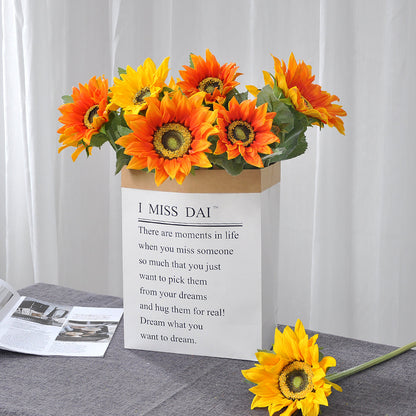 Realistic Faux Sunflower Bouquet - Perfect for Home Décor, Wedding Celebrations, and Photography Props - Durable PU Artificial Sunflowers