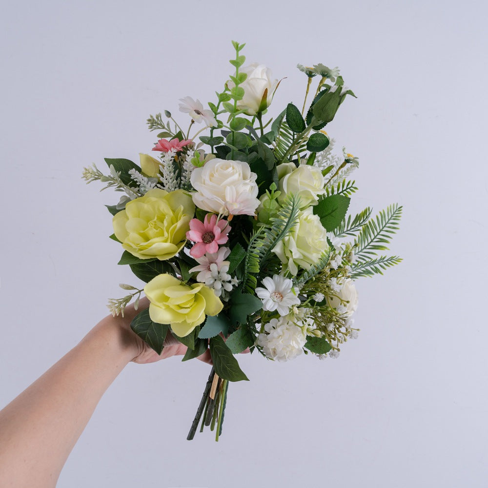 Enchanting Bamboo Grove-Inspired Decorative Faux Flower Bouquet - Perfect for Weddings and Home Décor - Elegant Rose Design with Versatile Wall Display Options - Model CF01480