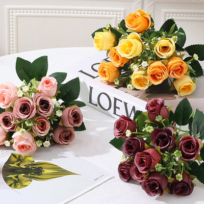 Elegant Faux Floral Bouquet for Home Decor and Weddings - Luxury Simulation Blooms for Landscaping and Event Design